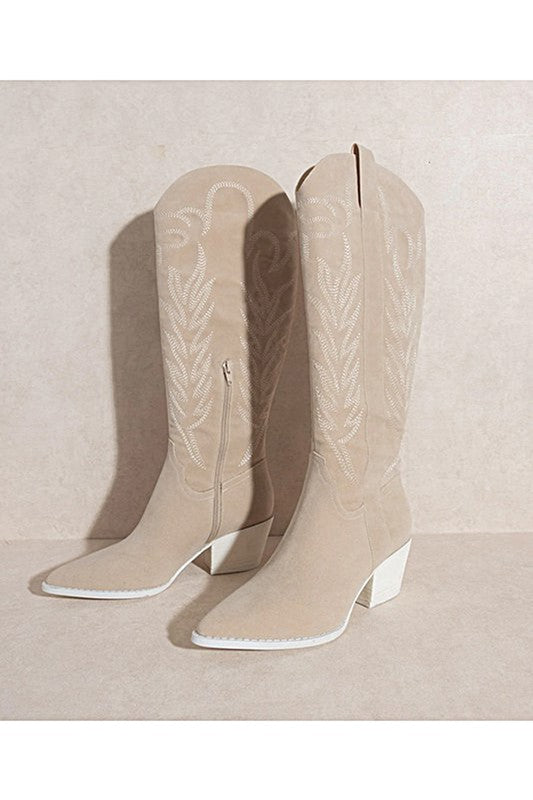 Samara Western Over The Knee High Boots with Embroidery – outfit idea for women | Ro + Ivy