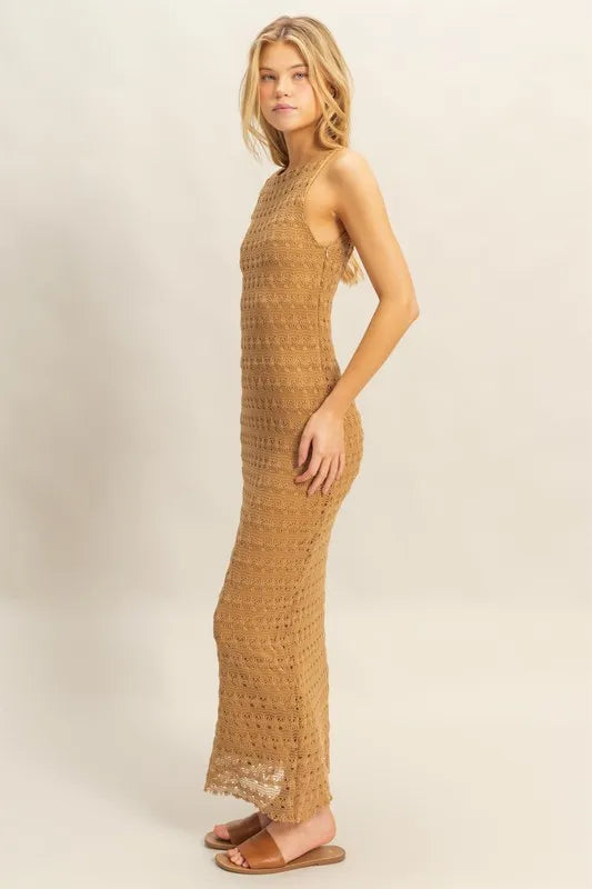 Sleeveless Crochet Open Back Maxi Dress – outfit idea for women | Ro + Ivy
