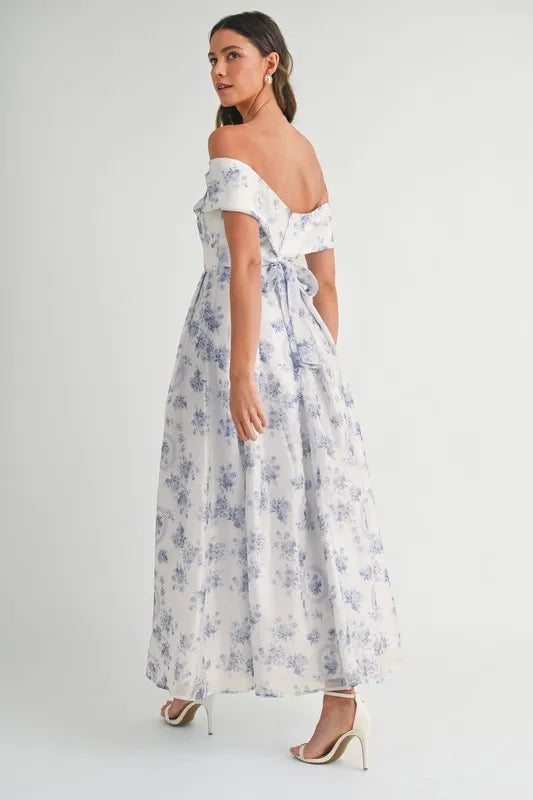 Floral Printed Off Shoulder Maxi Dress – outfit idea for women | Ro + Ivy