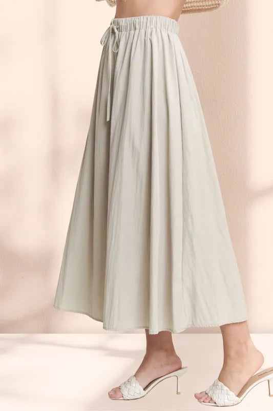 Drawstring Waist Crinkle Maxi Skirt – outfit idea for women | Ro + Ivy