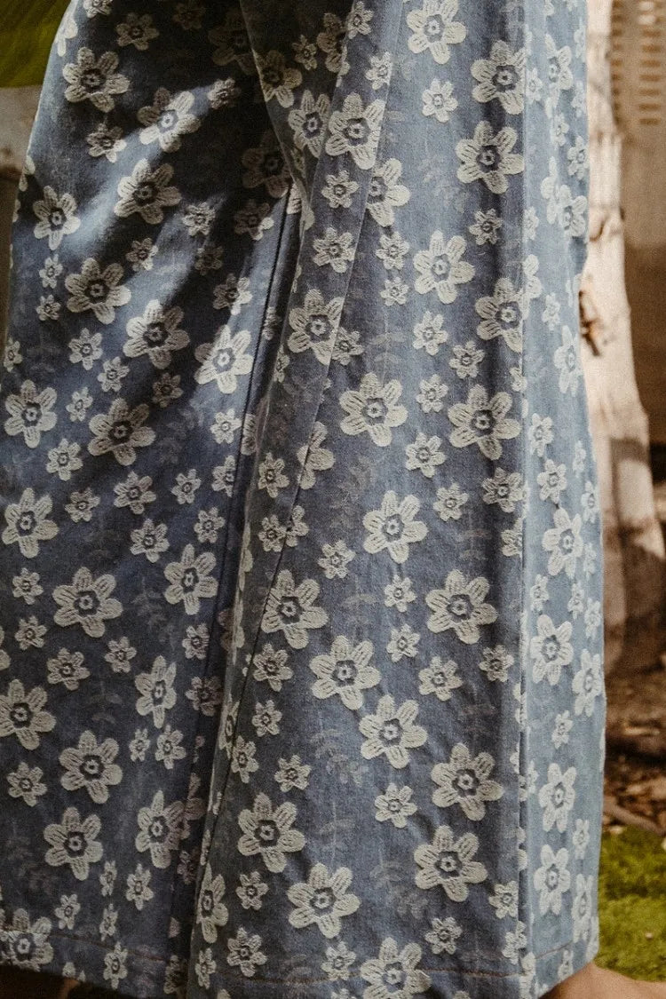 Floral Texture Wide Leg Jeans – outfit idea for women | Ro + Ivy