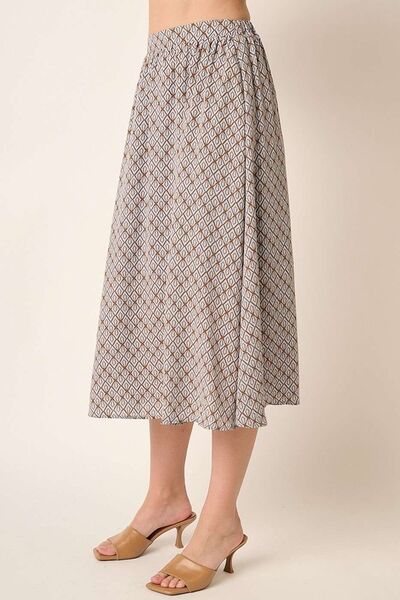 Printed Midi Skirt in Taupe Trendy Skirts Outfit Idea for Women | Ro + Ivy