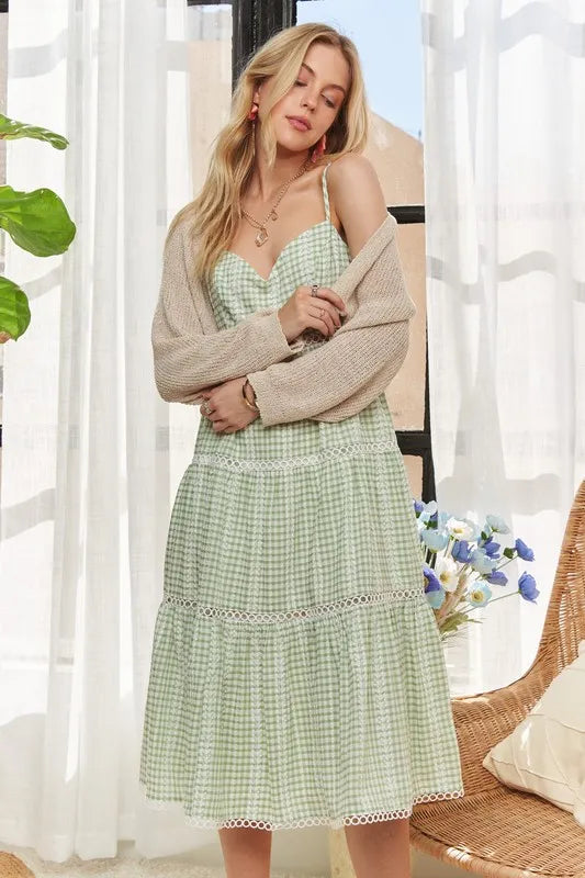 Gingham Detail Washed Mini Dress – outfit idea for women | Ro + Ivy