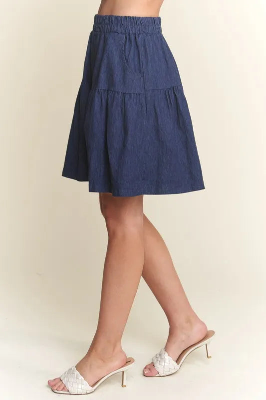 Elastic Waist Wide Leg Denim Shorts – outfit idea for women | Ro + Ivy