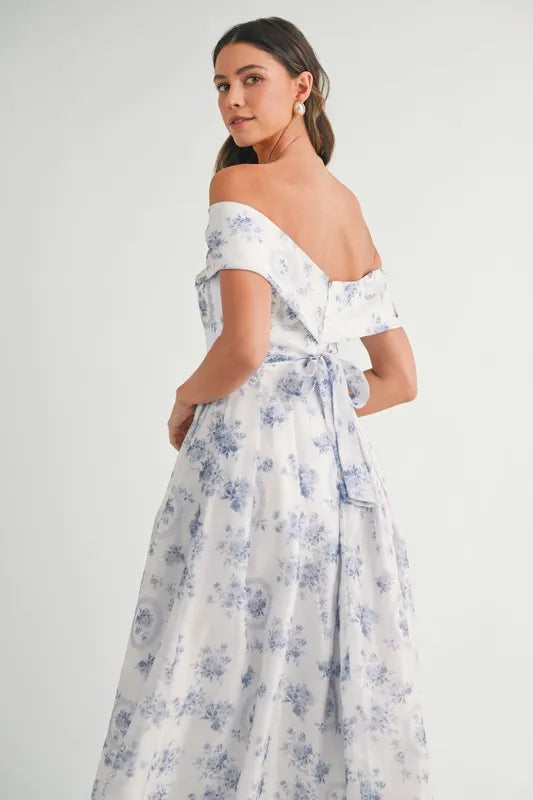 Floral Printed Off Shoulder Maxi Dress – outfit idea for women | Ro + Ivy