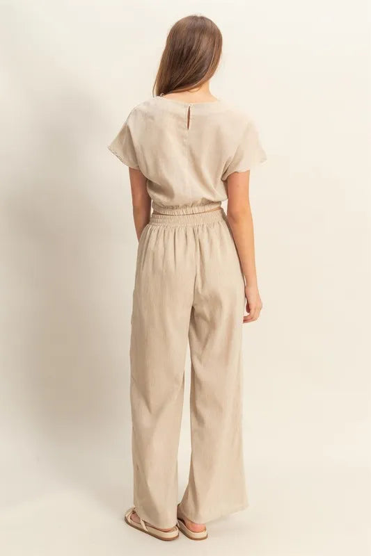 Round Neck Short Sleeve Top And Pants Set – outfit idea for women | Ro + Ivy