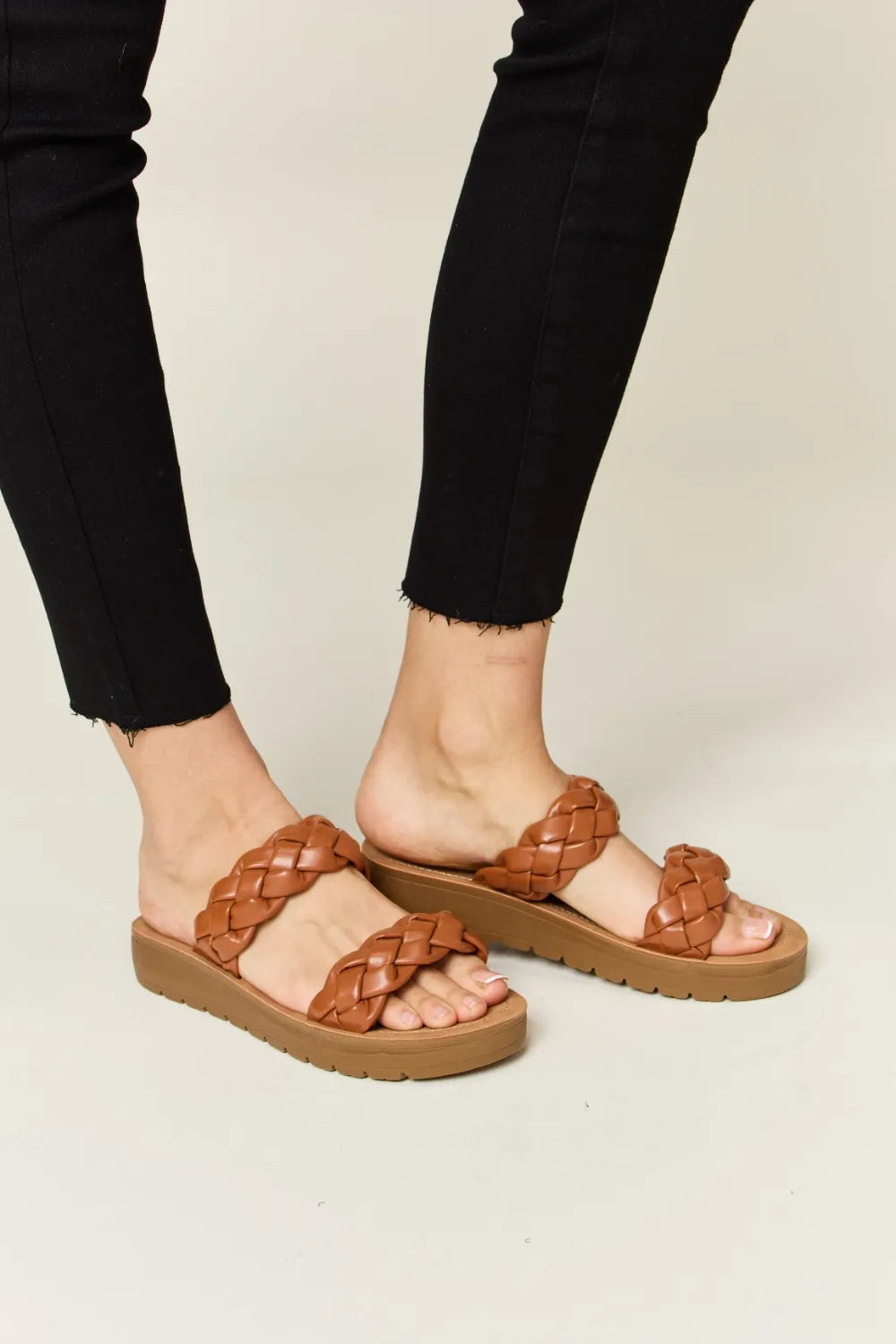 Woven Dual Band Platform Sandals - Sandals