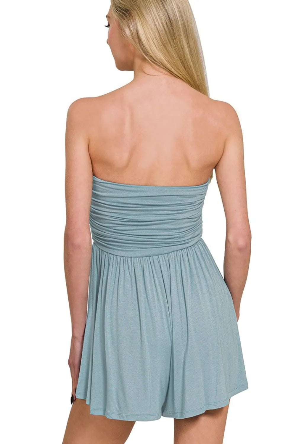 Double Layered Strapless Tube Top Romper – outfit idea for women | Ro + Ivy