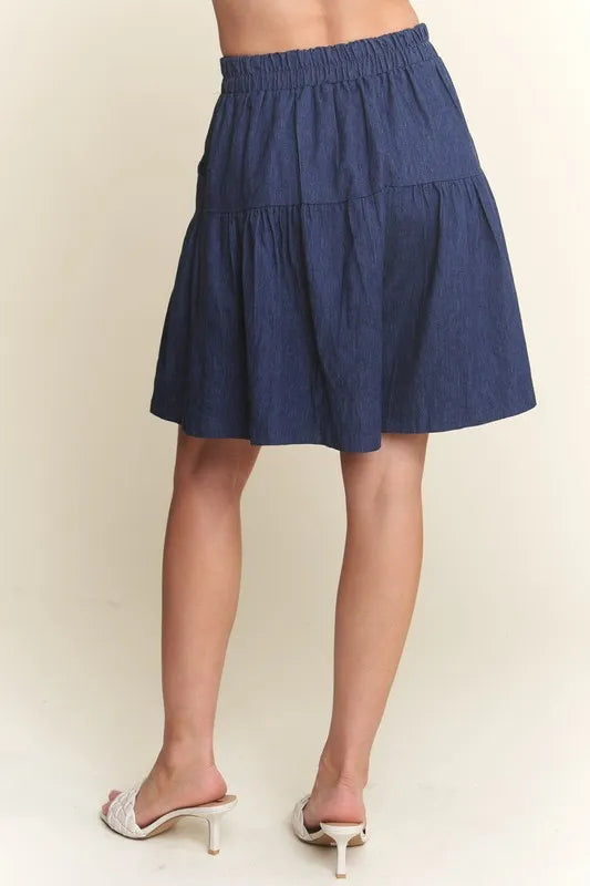 Elastic Waist Wide Leg Denim Shorts – outfit idea for women | Ro + Ivy