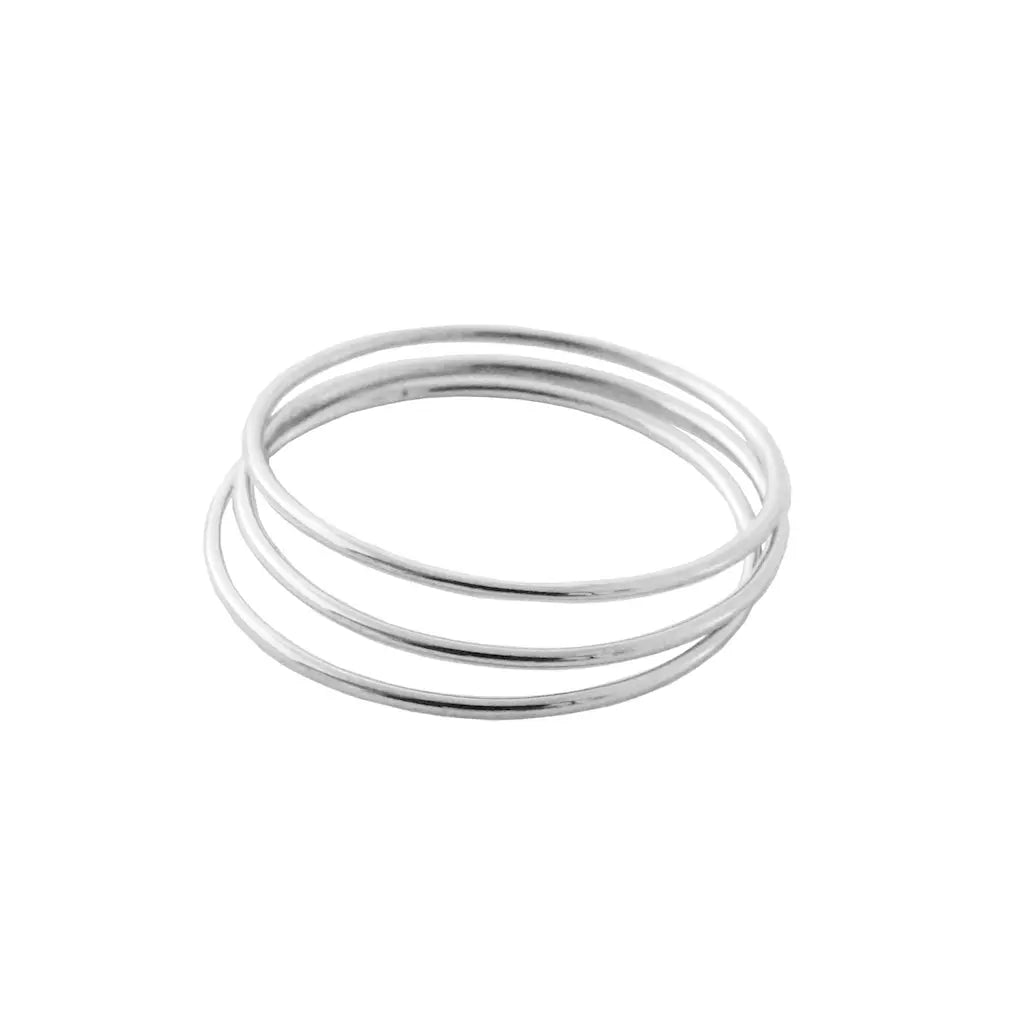 Ultra-Skinny Stacking Ring Trio — Timeless Smooth Band Set Everyday Wear - Silver Rings