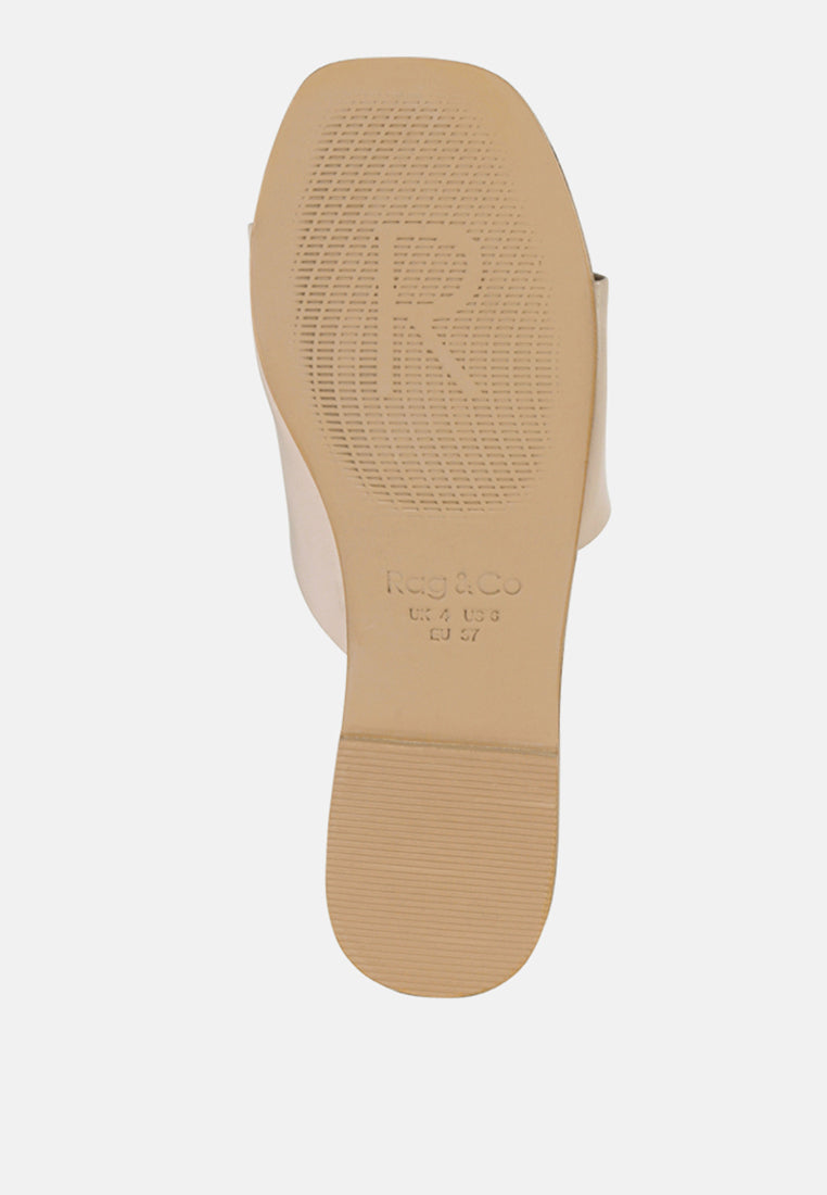 Women's Leather Slide Flat Sandals, Everyday Comfort - Sandals