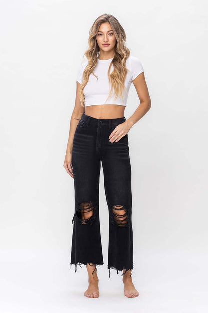Vintage Ultra High Waist Distressed Crop Flare Jeans for Women | Jeans | Ro + Ivy
