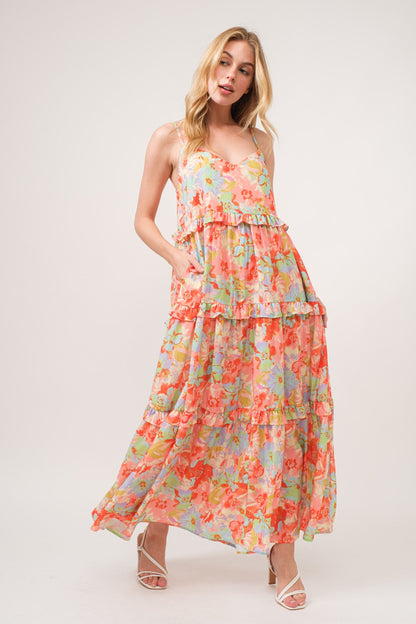 Women's Floral Ruffled Tiered Maxi Cami Dress | Maxi Dresses | Ro + Ivy