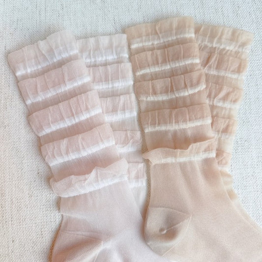 As Shown One Size Tulle Lace Cascade Socks Set Of 2 | Trendy Outfit Idea for Women by Ro + Ivy | Elevated Basics, Modern Comfort & Style