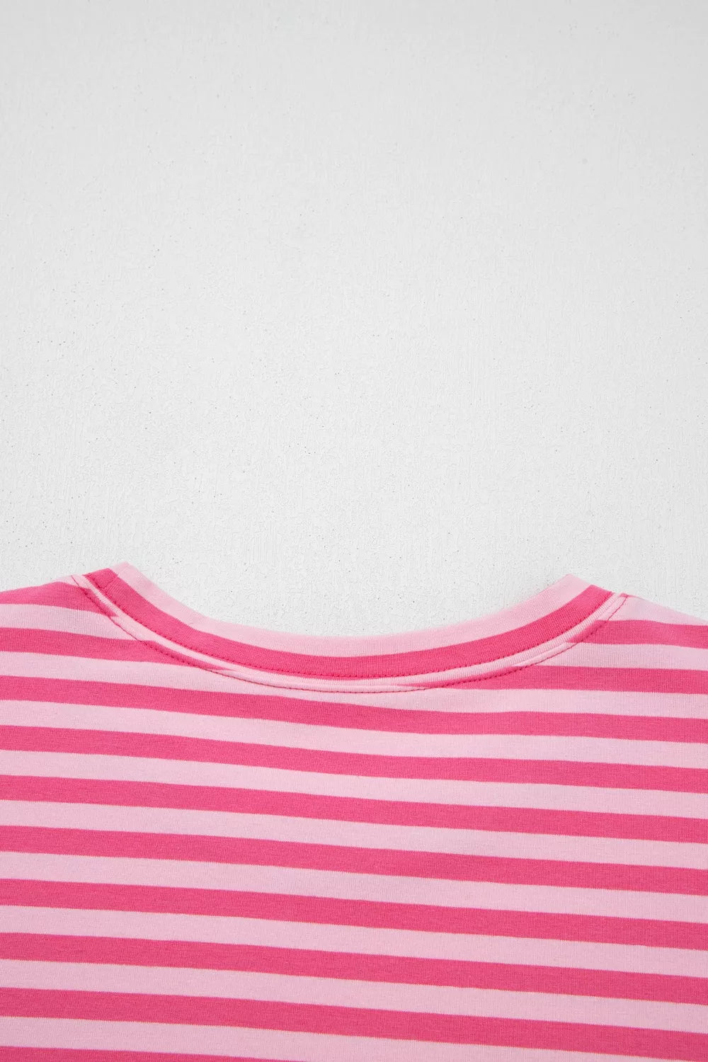 Women's Striped Drop Shoulder Round Neck Top and Buttoned Straight Pants Set - Matching Sets