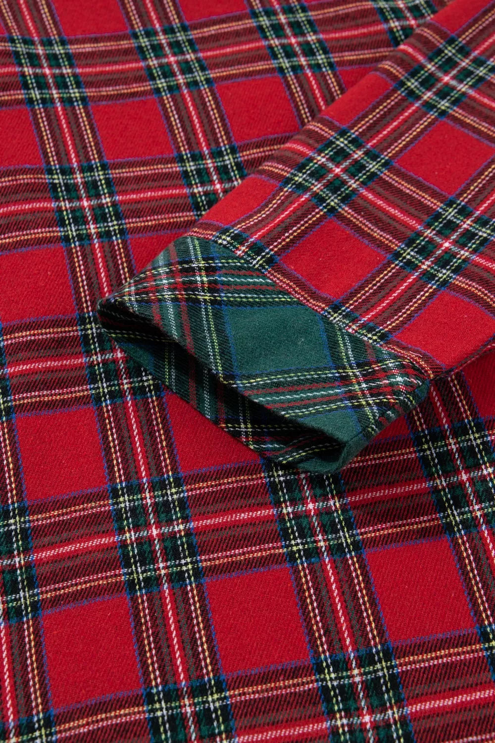 Plaid Christmas Pajama Set with Button-Front Shirt, Pockets and Drawstring Shorts
