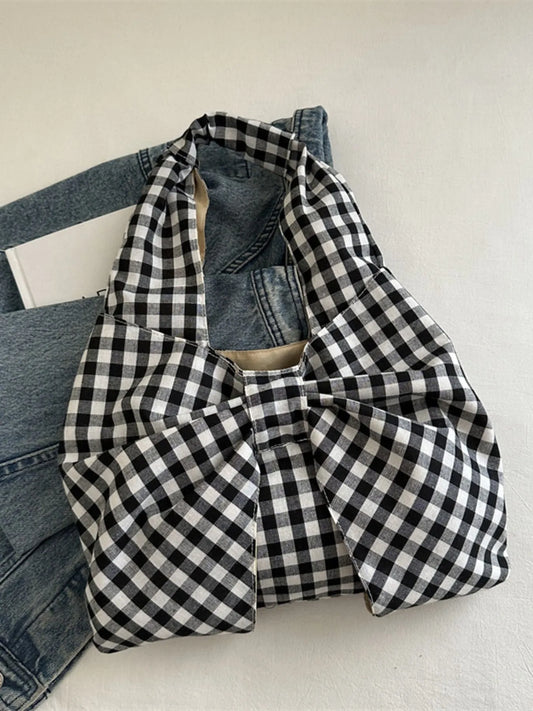 Gingham Bow Shoulder Bag Black One Size