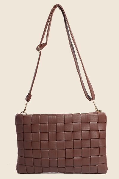 Faux Leather Basket Weave Crossbody Bag - Ro + Ivy