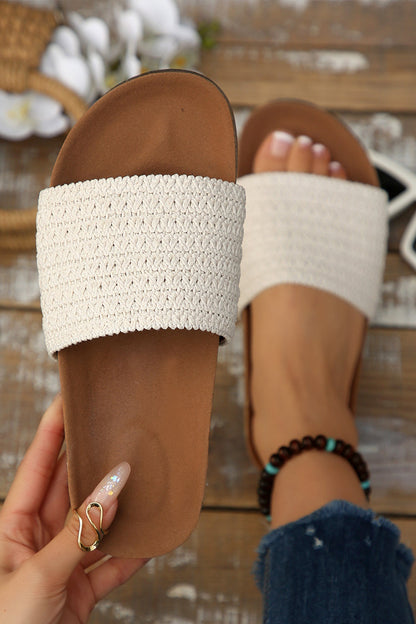 Open Toe Flat Coastal Slide Slippers — Lightweight Everyday Comfort Style - White Slippers