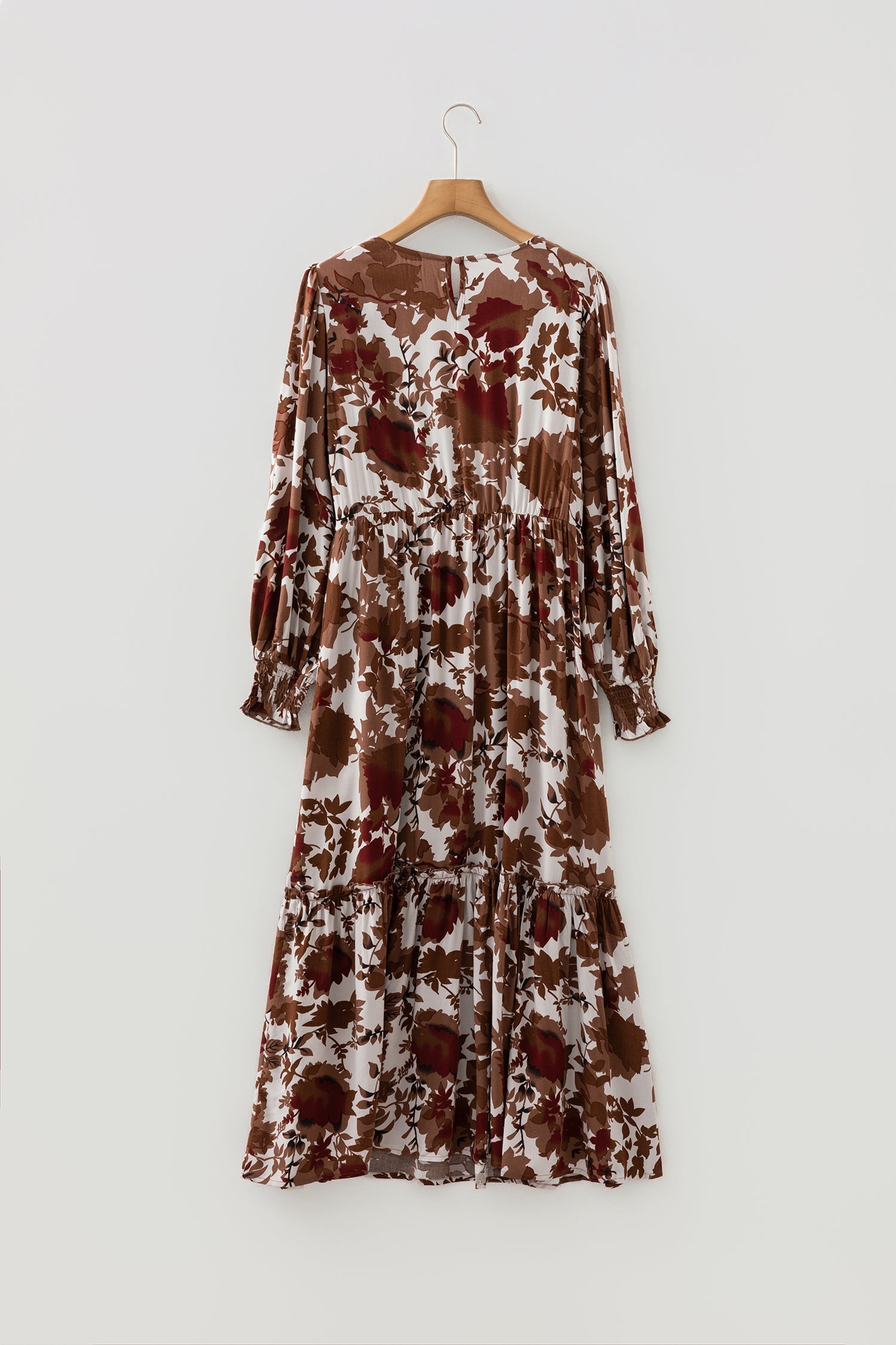 Featherweight Floral Long Sleeve Smocked Bodice Maxi Dress