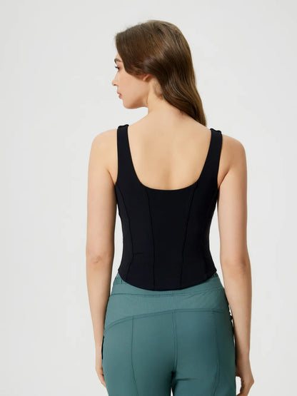 Round Neck Wide Strap Activewear Tank Top