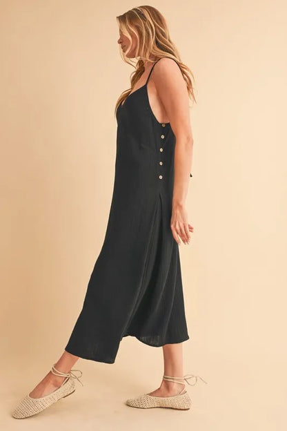 Side Button Cami Midi Dress – outfit idea for women | Ro + Ivy