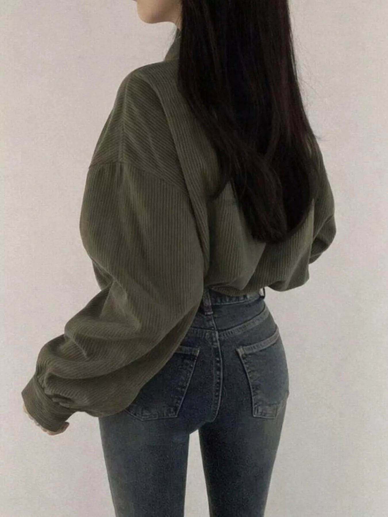 Corduroy Snap Button Cropped Jacket