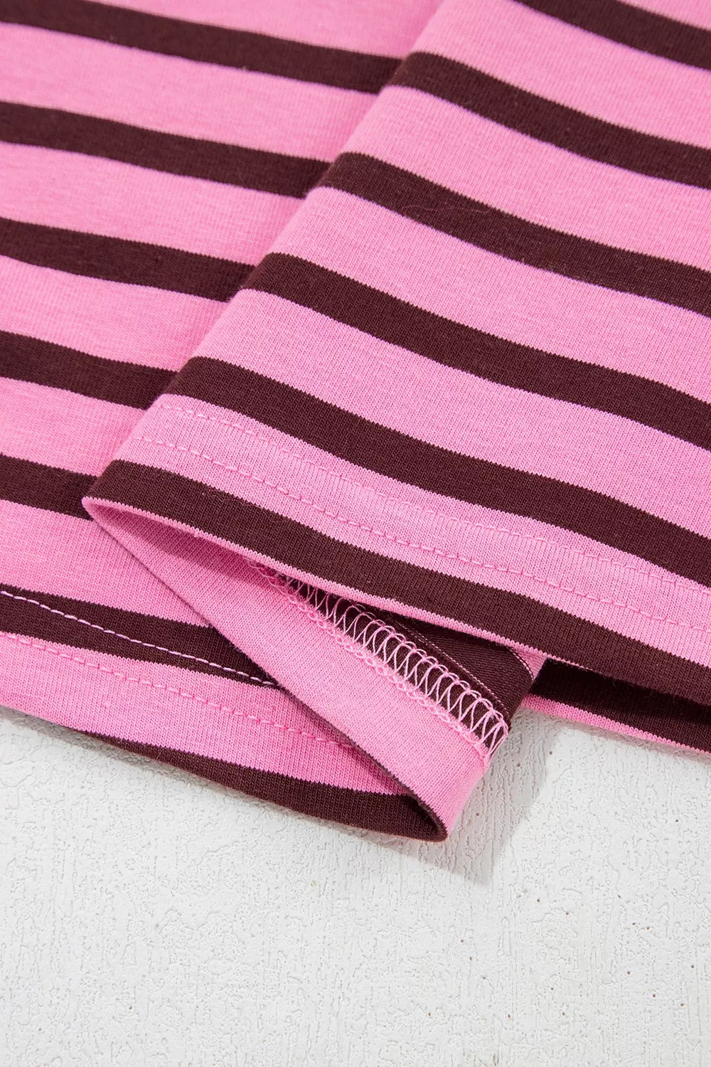 Women's Striped V-Neck Drop Shoulder Long Sleeve Top - Tops