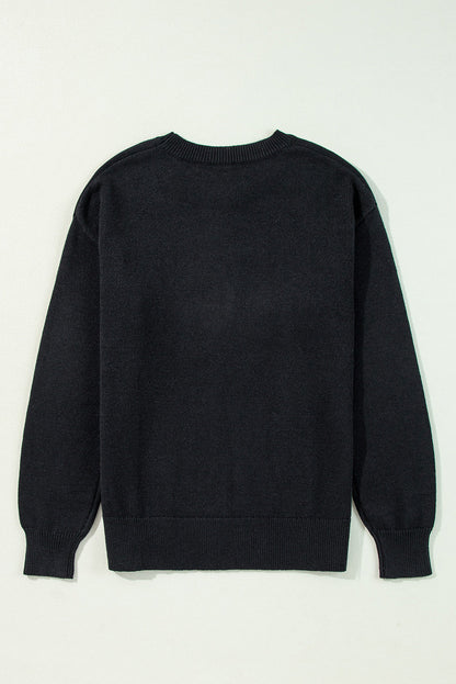 Halloween Boo Crew Neck Drop Shoulder Sweater