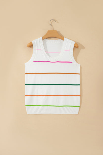 Striped Knit Layering Sweater Vest — Chic Elevated Everyday Wardrobe Style - Sweater Vests