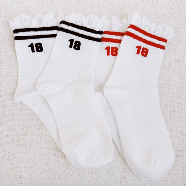 Set of 2 Preppy Lace Sporty Socks | Trendy Socks Outfit Idea for Women by Ro + Ivy | Elevated Basics, Modern Comfort & Style