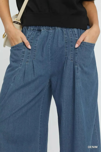 Stone Washed Vintage Faded Wide Leg Pants — Relaxed Flowy Casual Everyday Style - Pants