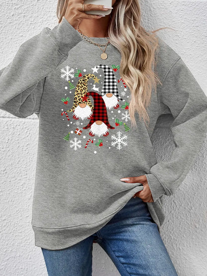 Faceless Gnomes Graphic Drop-Shoulder Sweatshirt Charcoal