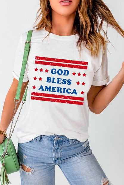 God Bless America Patriotic Graphic Tee Duo — Relaxed Soft Flattering Summer Style - God Bless America Graphic/Graphic Tees