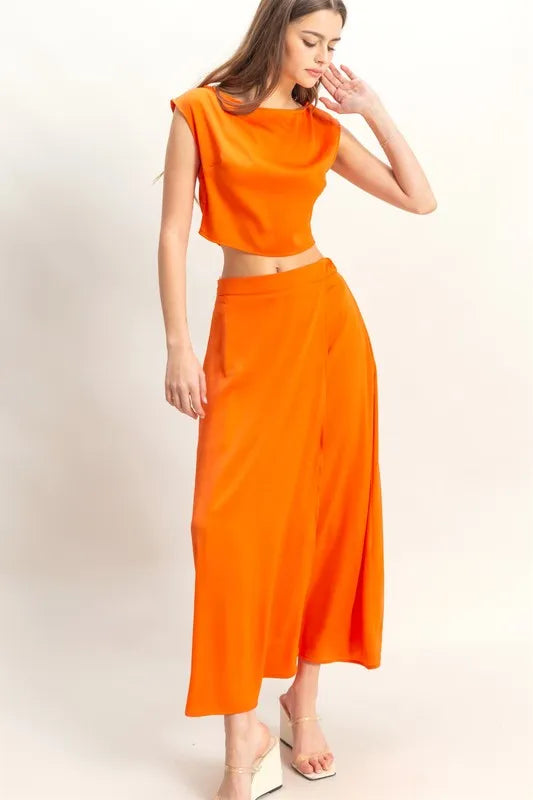 Sleeveless Top And Maxi Skirt Set – ORANGE outfit idea for women | Ro + Ivy