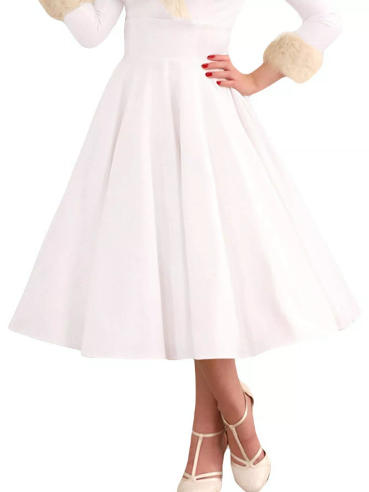 Christmas Dress with Faux Fur Trim and Sleeveless Silhouette