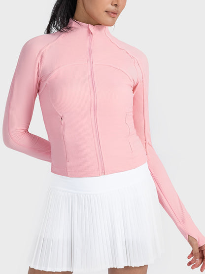 Long Sleeve Zip-Up Activewear Jacket Carnation Pink