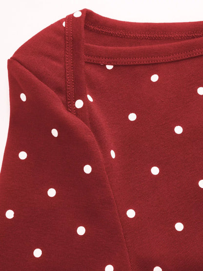 Polka Dot Boat Neck Flare Sleeves Mini Dress
