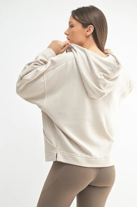 100% Cotton Snap Hoodie with Soft Burnout-Fleece Detailing - Activewear