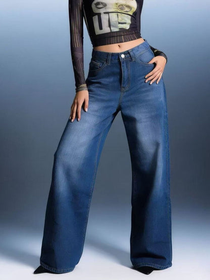 High-Waisted Wide Leg Jeans - Jeans