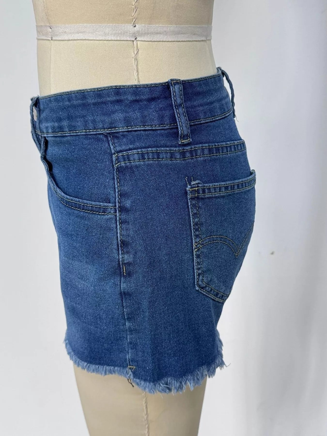 Raw Hem Denim Shorts - Shorts