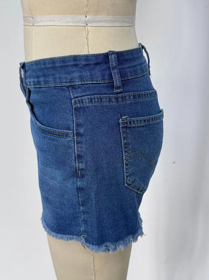 Raw Hem Denim Shorts - Shorts