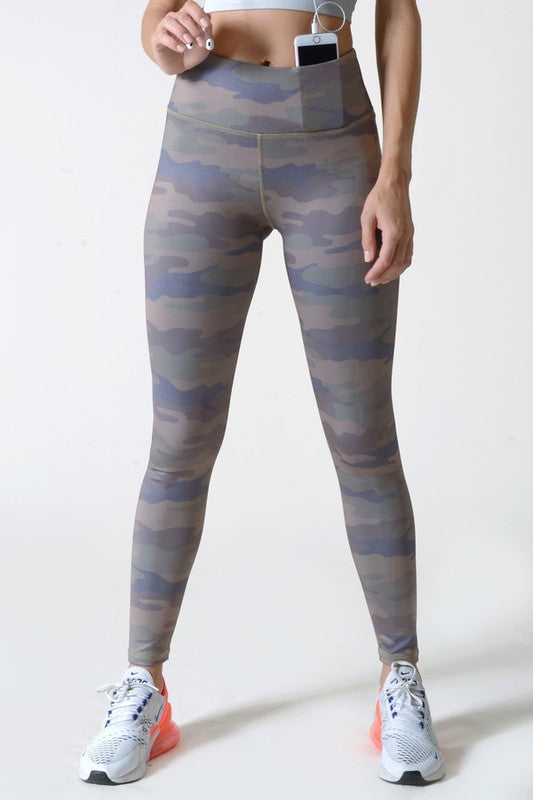 Active High Rise Camouflage Leggings with Pocket - Ro + Ivy