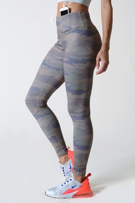 Active High Rise Camouflage Leggings with Pocket - Ro + Ivy