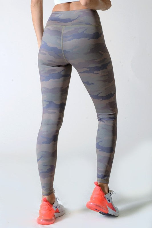 Active High Rise Camouflage Leggings with Pocket - Ro + Ivy