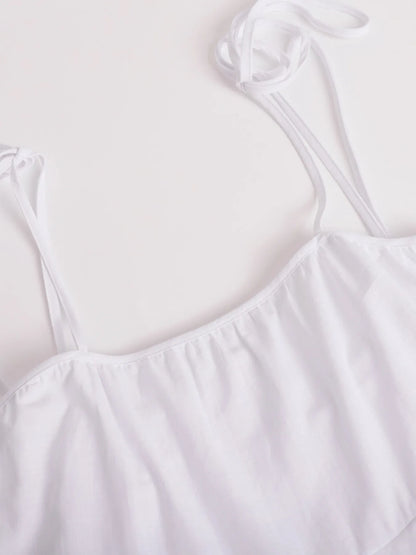 Women's Ruffle Layered Tie Shoulder Cami Mini Dress - Mini Dresses