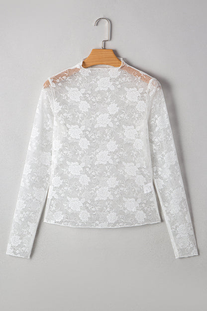 Floral Sheer Mesh Long Sleeve Top