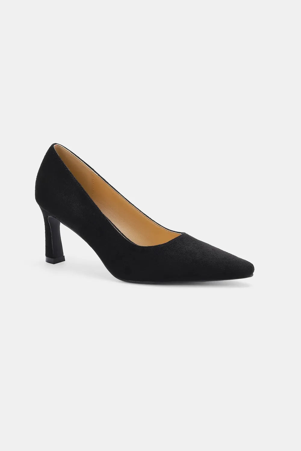 Faux Suede Point Toe Block Heel Pumps — Classic Sleek Elegant Versatile Style - Heels
