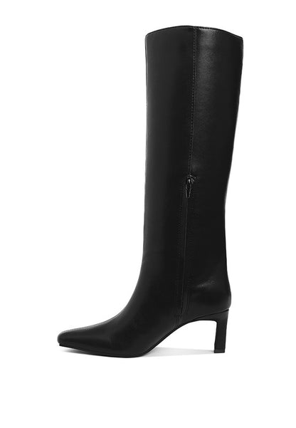 Faux Leather 3 Inch Snip Toe Heel Knee High Boots | Trendy Boots Outfit Idea for Women by Ro + Ivy | Elevated Basics, Modern Comfort & Style