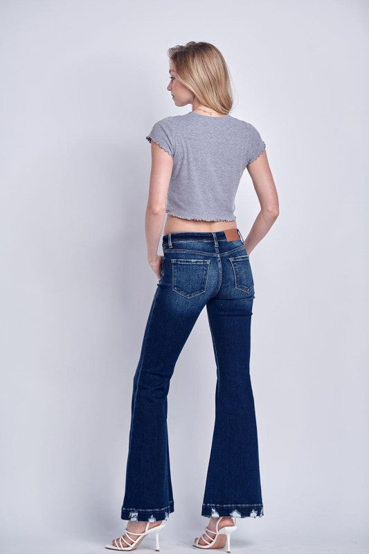 Mid Rise Stretch Super Flare Jeans | Trendy Jeans Outfit Idea for Women by Ro + Ivy | Elevated Basics, Modern Comfort & Style